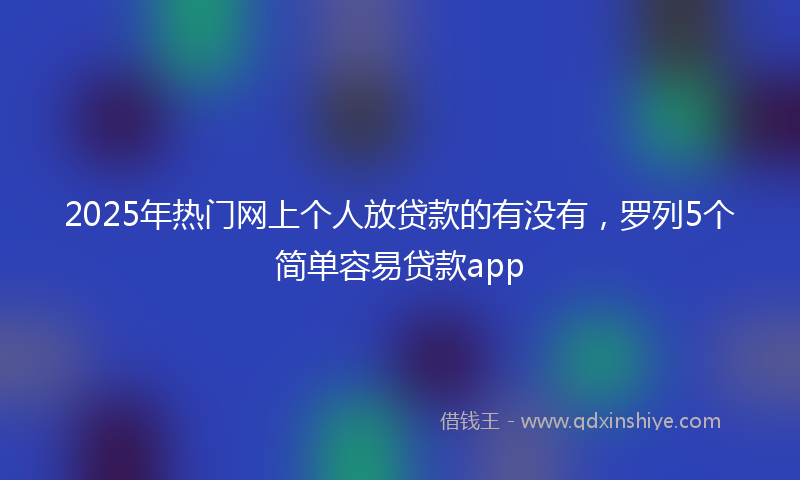 2025年热门网上个人放贷款的有没有，罗列5个简单容易贷款app