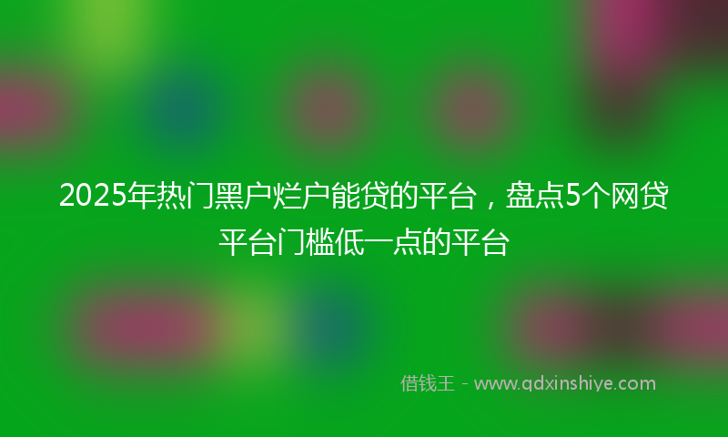 2025年热门黑户烂户能贷的平台，盘点5个网贷平台门槛低一点的平台