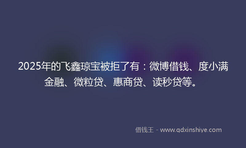 2025年的飞鑫琼宝被拒了有：微博借钱、度小满金融、微粒贷、惠商贷、读秒贷等。