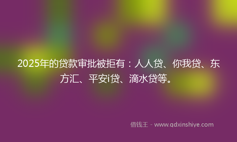 2025年的贷款审批被拒有：人人贷、你我贷、东方汇、平安i贷、滴水贷等。