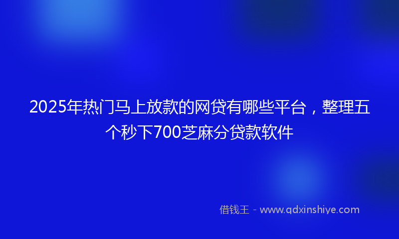 2025年热门马上放款的网贷有哪些平台，整理五个秒下700芝麻分贷款软件