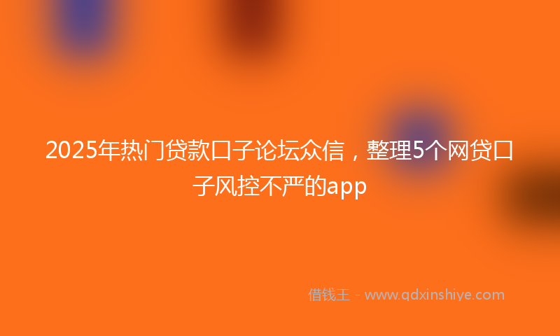 2025年热门贷款口子论坛众信，整理5个网贷口子风控不严的app