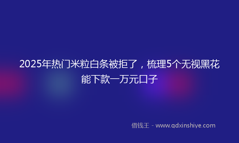 2025年热门米粒白条被拒了，梳理5个无视黑花能下款一万元口子