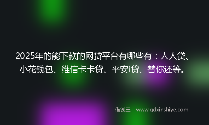 2025年的能下款的网贷平台有哪些有：人人贷、小花钱包、维信卡卡贷、平安i贷、替你还等。
