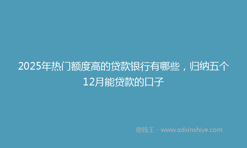 2025年热门额度高的贷款银行有哪些，归纳五个12月能贷款的口子