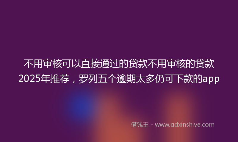 不用审核可以直接通过的贷款不用审核的贷款2025年推荐，罗列五个逾期太多仍可下款的app