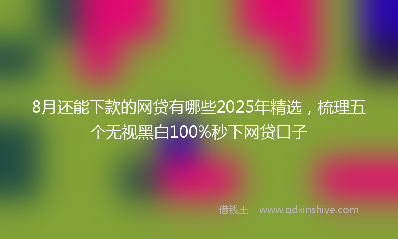 8月还能下款的网贷有哪些2025年精选，梳理五个无视黑白100%秒下网贷口子