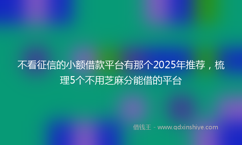 不看征信的小额借款平台有那个2025年推荐,梳理5个不用芝麻分能借的平台