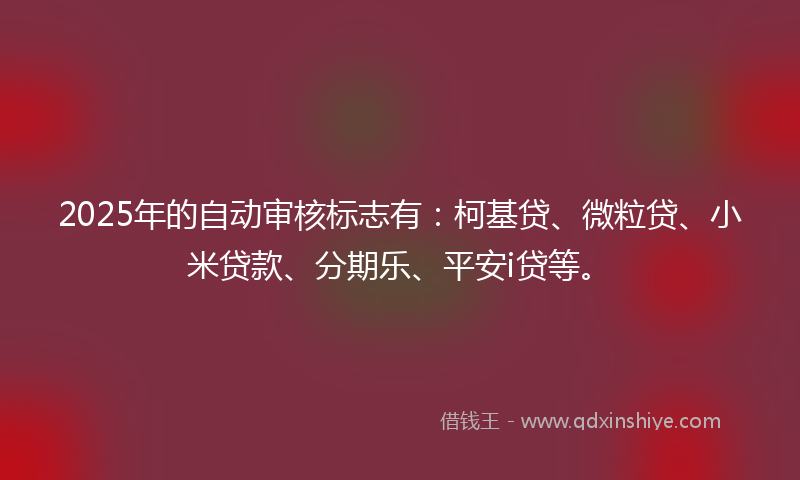 2025年的自动审核标志有:柯基贷、微粒贷、小米贷款、分期乐、平安i贷等。