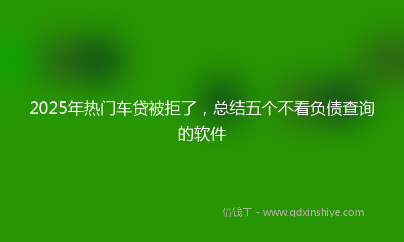 2025年热门车贷被拒了，总结五个不看负债查询的软件