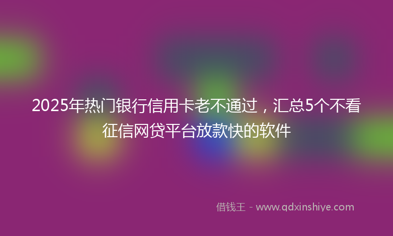 2025年热门银行信用卡老不通过，汇总5个不看征信网贷平台放款快的软件
