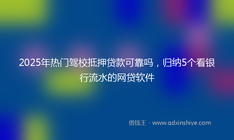 2025年热门驾校抵押贷款可靠吗，归纳5个看银行流水的网贷软件