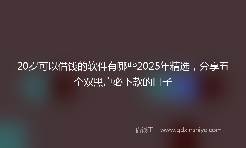 20岁可以借钱的软件有哪些2025年精选，分享五个双黑户必下款的口子