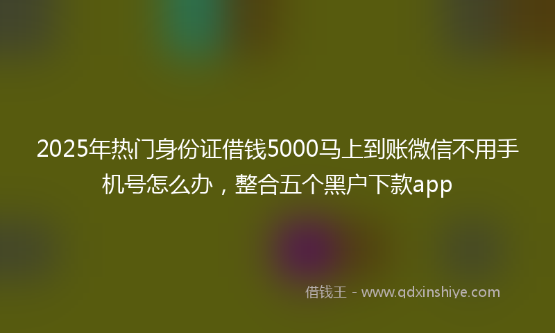2025年热门身份证借钱5000马上到账微信不用手机号怎么办，整合五个黑户下款app