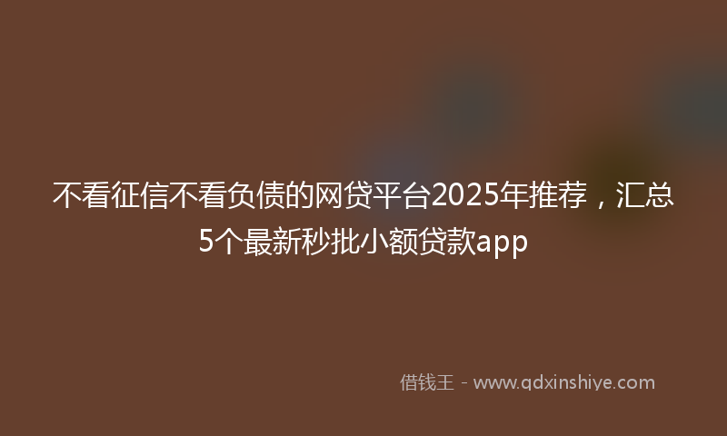 不看征信不看负债的网贷平台2025年推荐，汇总5个最新秒批小额贷款app