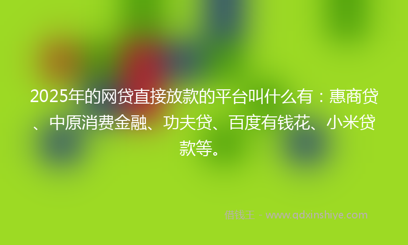 2025年的网贷直接放款的平台叫什么有：惠商贷、中原消费金融、功夫贷、百度有钱花、小米贷款等。