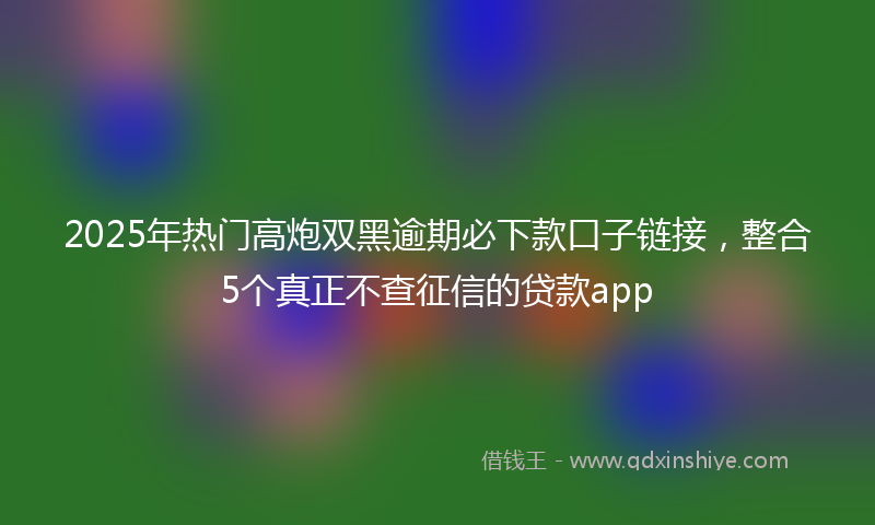2025年热门高炮双黑逾期必下款口子链接，整合5个真正不查征信的贷款app