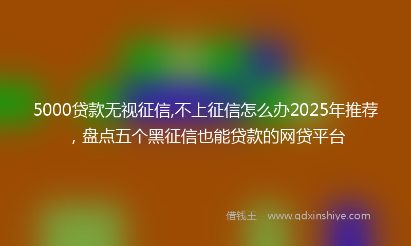 5000贷款无视征信,不上征信怎么办2025年推荐，盘点五个黑征信也能贷款的网贷平台