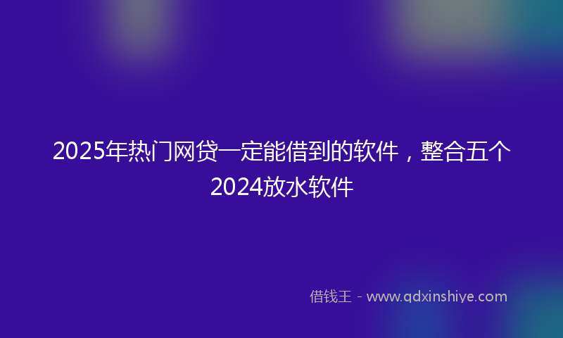2025年热门网贷一定能借到的软件，整合五个2024放水软件