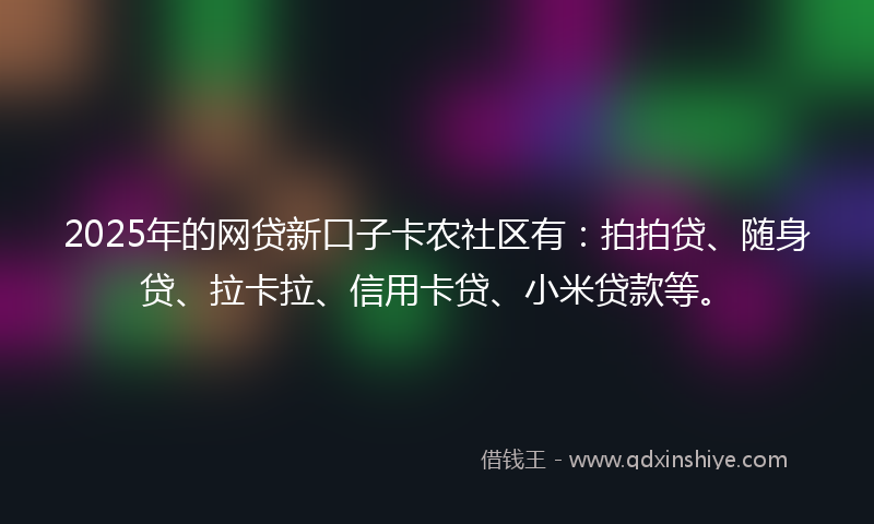 2025年的网贷新口子卡农社区有：拍拍贷、随身贷、拉卡拉、信用卡贷、小米贷款等。