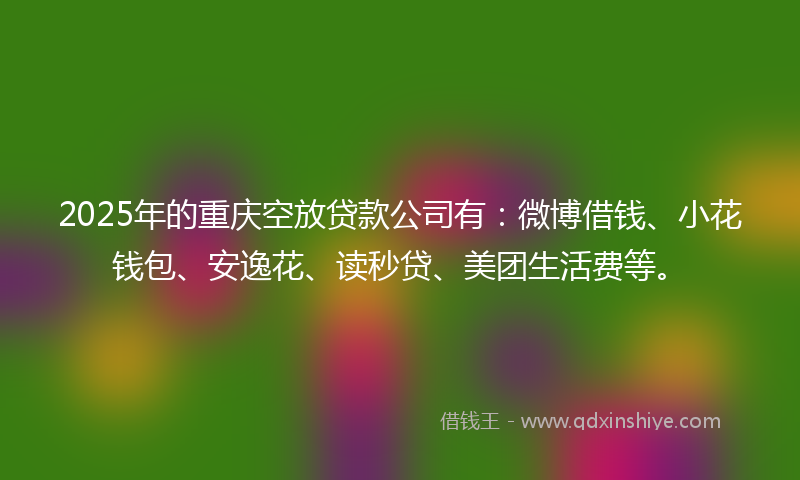 2025年的重庆空放贷款公司有：微博借钱、小花钱包、安逸花、读秒贷、美团生活费等。