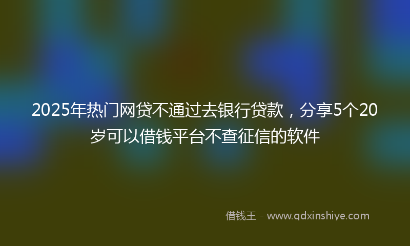 2025年热门网贷不通过去银行贷款，分享5个20岁可以借钱平台不查征信的软件
