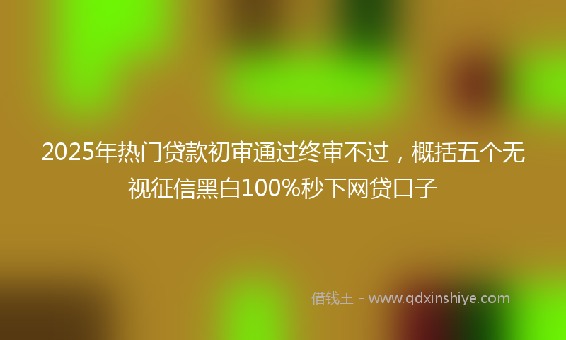 2025年热门贷款初审通过终审不过，概括五个无视征信黑白100%秒下网贷口子