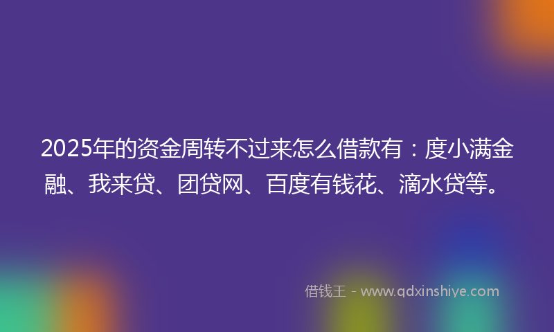 2025年的资金周转不过来怎么借款有：度小满金融、我来贷、团贷网、百度有钱花、滴水贷等。