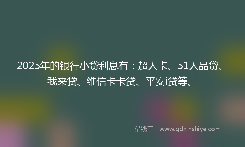 2025年的银行小贷利息有：超人卡、51人品贷、我来贷、维信卡卡贷、平安i贷等。