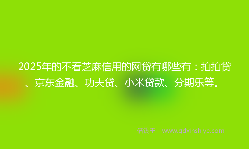 2025年的不看芝麻信用的网贷有哪些有：拍拍贷、京东金融、功夫贷、小米贷款、分期乐等。