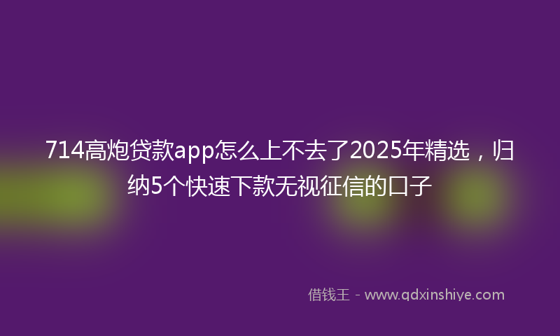 714高炮贷款app怎么上不去了2025年精选，归纳5个快速下款无视征信的口子
