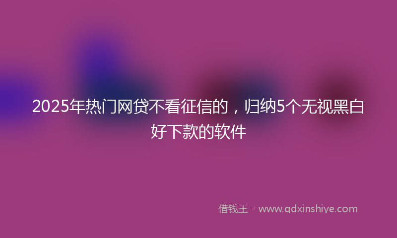 2025年热门网贷不看征信的，归纳5个无视黑白好下款的软件