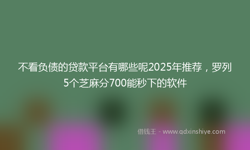 不看负债的贷款平台有哪些呢2025年推荐，罗列5个芝麻分700能秒下的软件