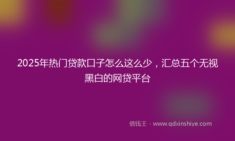 2025年热门贷款口子怎么这么少，汇总五个无视黑白的网贷平台