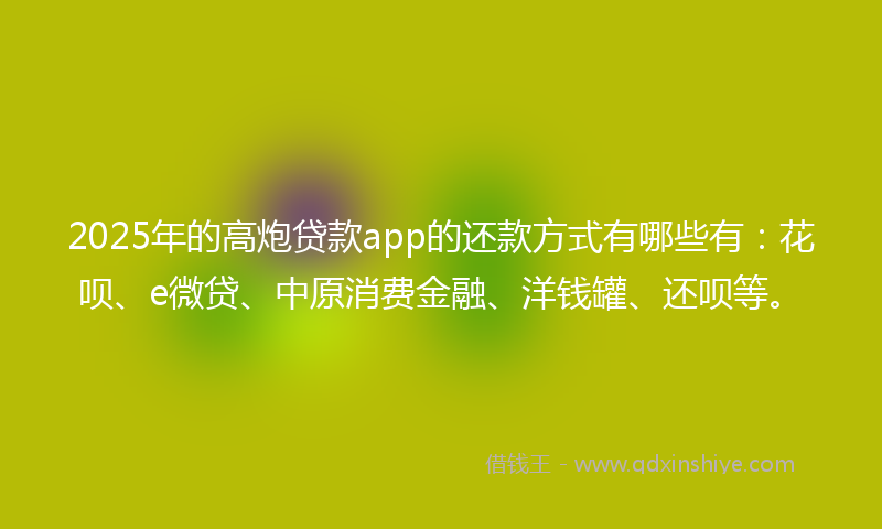 2025年的高炮贷款app的还款方式有哪些有：花呗、e微贷、中原消费金融、洋钱罐、还呗等。