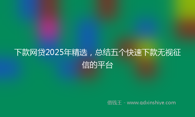 下款网贷2025年精选，总结五个快速下款无视征信的平台