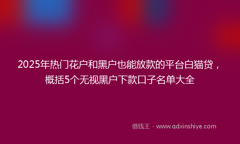 2025年热门花户和黑户也能放款的平台白猫贷,概括5个无视黑户下款口子名单大全