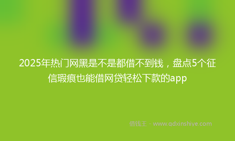 2025年热门网黑是不是都借不到钱，盘点5个征信瑕疵也能借网贷轻松下款的app