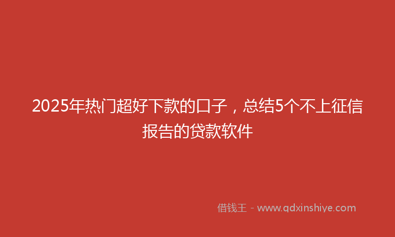 2025年热门超好下款的口子，总结5个不上征信报告的贷款软件