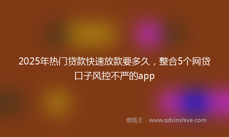 2025年热门贷款快速放款要多久，整合5个网贷口子风控不严的app