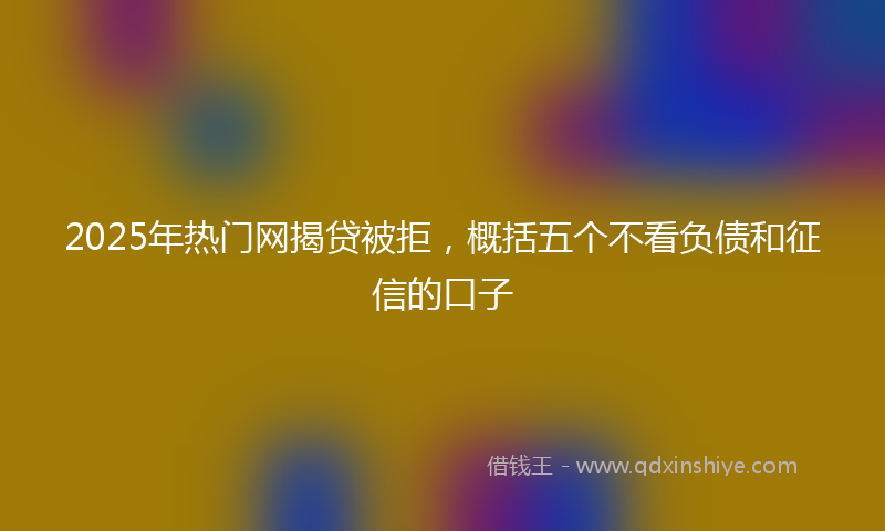2025年热门网揭贷被拒，概括五个不看负债和征信的口子