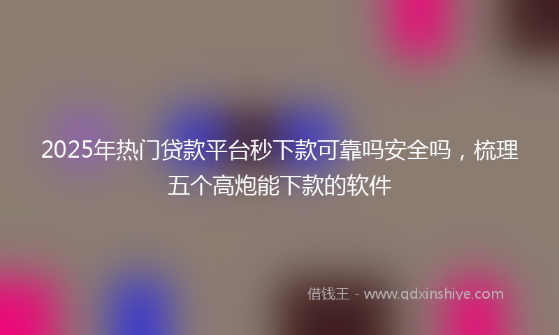 2025年热门贷款平台秒下款可靠吗安全吗，梳理五个高炮能下款的软件
