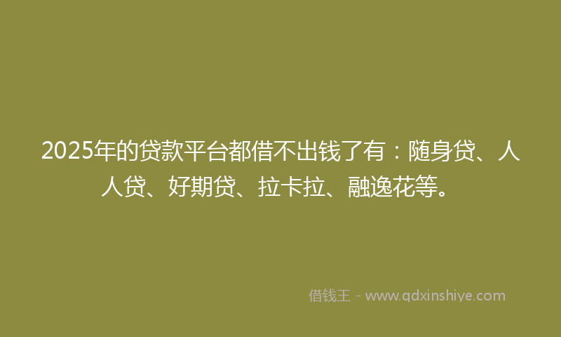 2025年的贷款平台都借不出钱了有：随身贷、人人贷、好期贷、拉卡拉、融逸花等。