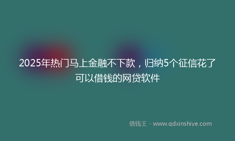 2025年热门马上金融不下款，归纳5个征信花了可以借钱的网贷软件