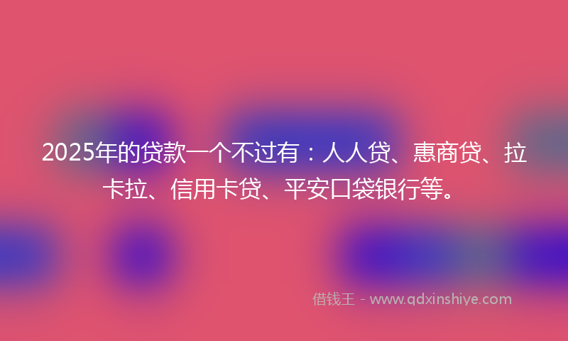 2025年的贷款一个不过有：人人贷、惠商贷、拉卡拉、信用卡贷、平安口袋银行等。