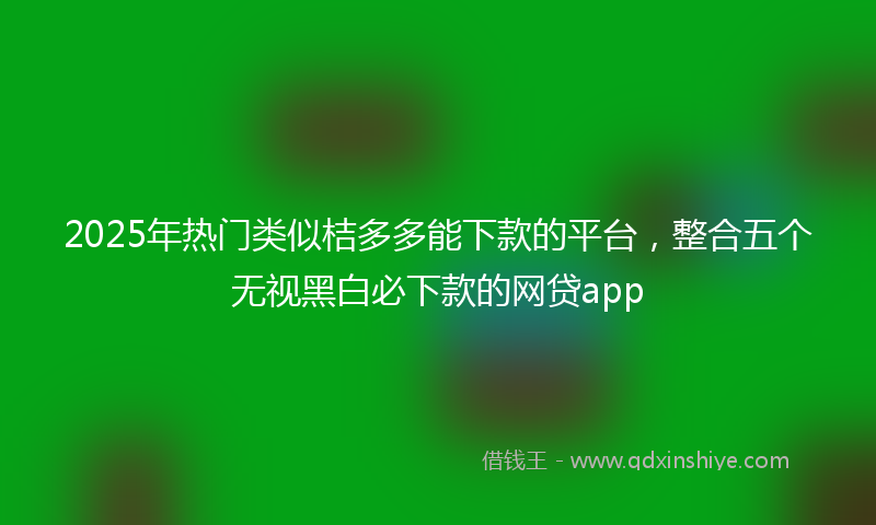 2025年热门类似桔多多能下款的平台，整合五个无视黑白必下款的网贷app