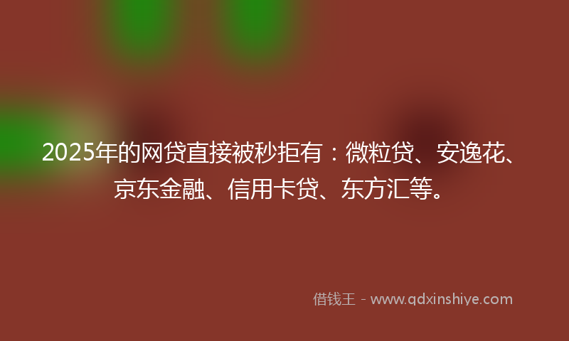 2025年的网贷直接被秒拒有：微粒贷、安逸花、京东金融、信用卡贷、东方汇等。