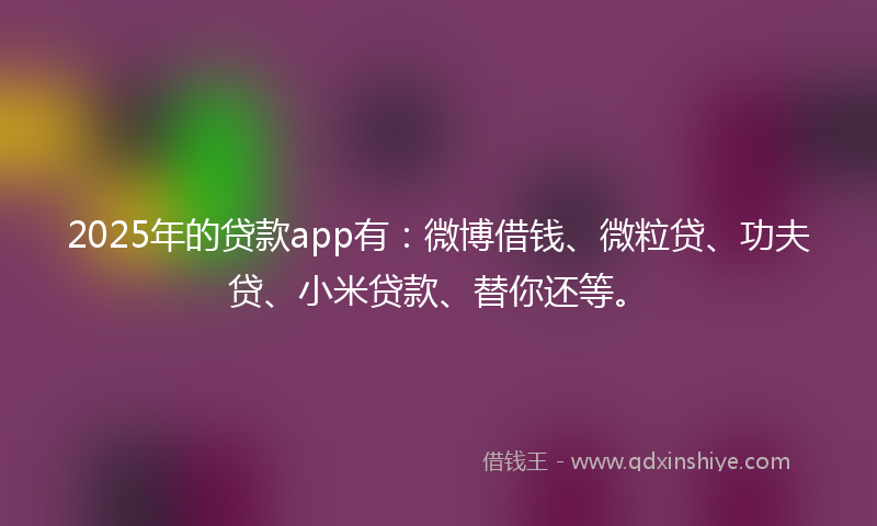 2025年的贷款app有：微博借钱、微粒贷、功夫贷、小米贷款、替你还等。