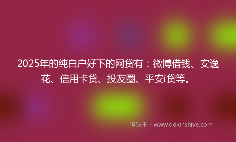 2025年的纯白户好下的网贷有：微博借钱、安逸花、信用卡贷、投友圈、平安i贷等。