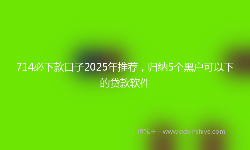 714必下款口子2025年推荐，归纳5个黑户可以下的贷款软件